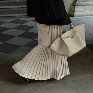 Dissh Ada Pleated Rib Knit Midi Maxi Skirt Slit Stone Size Small